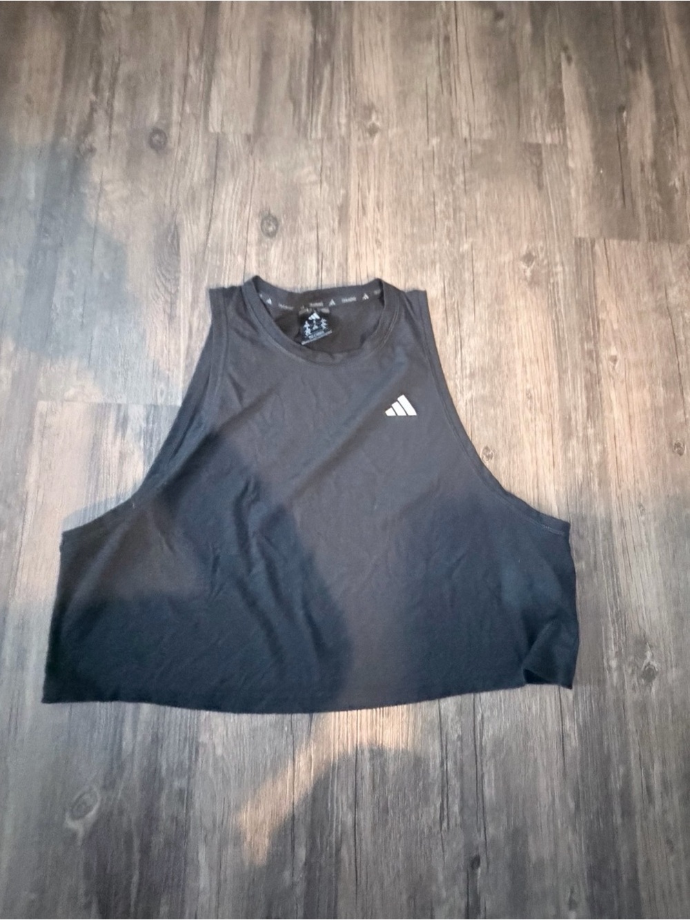 adidas Black Cropped Athletic Tank with White Logo